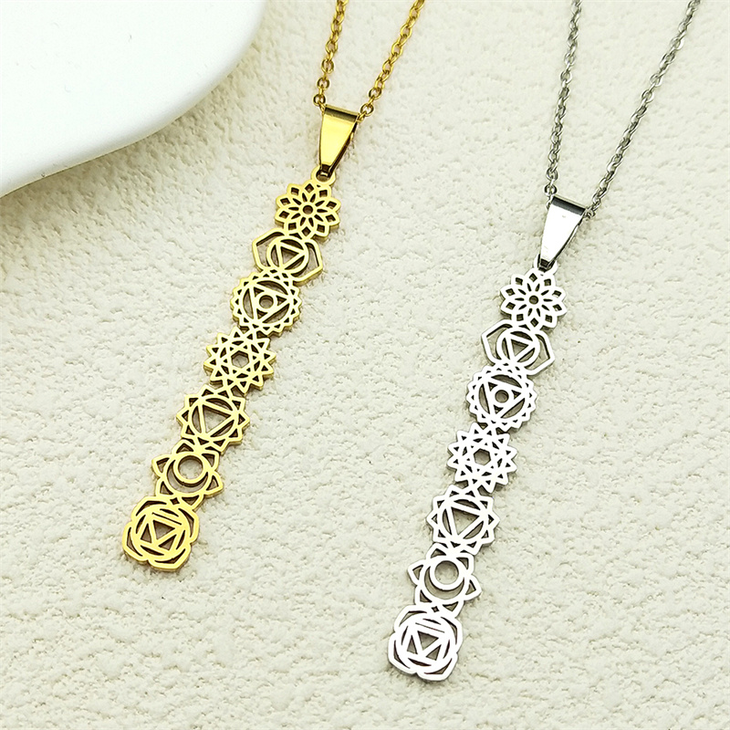 Birth Flower Necklace - Yoga 7 Chakra Birth Flower Pendant
