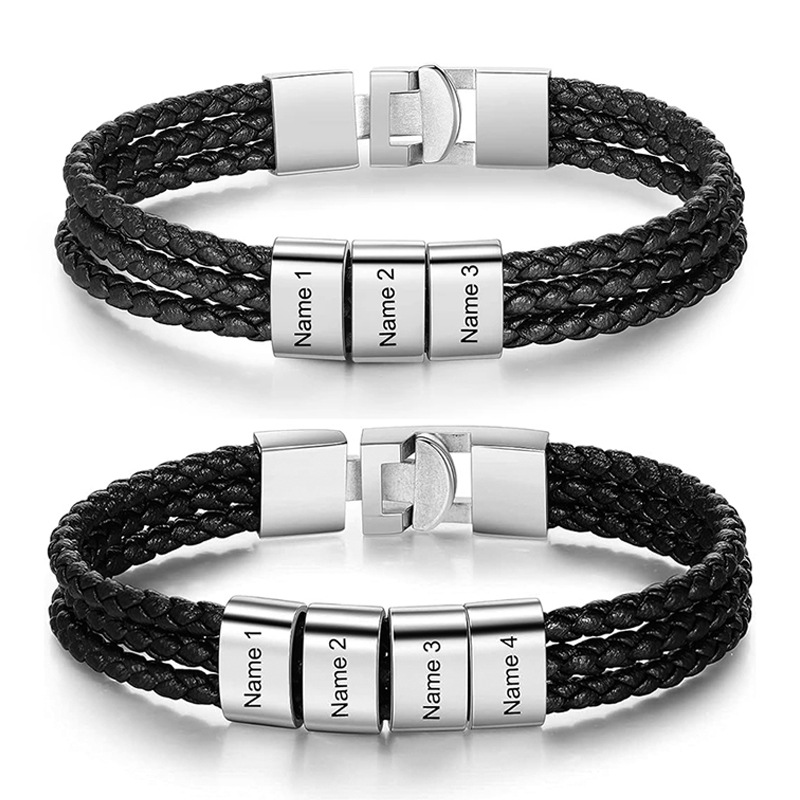 Coordinates Bracelet - Custom Men Bracelets with Names Engraved