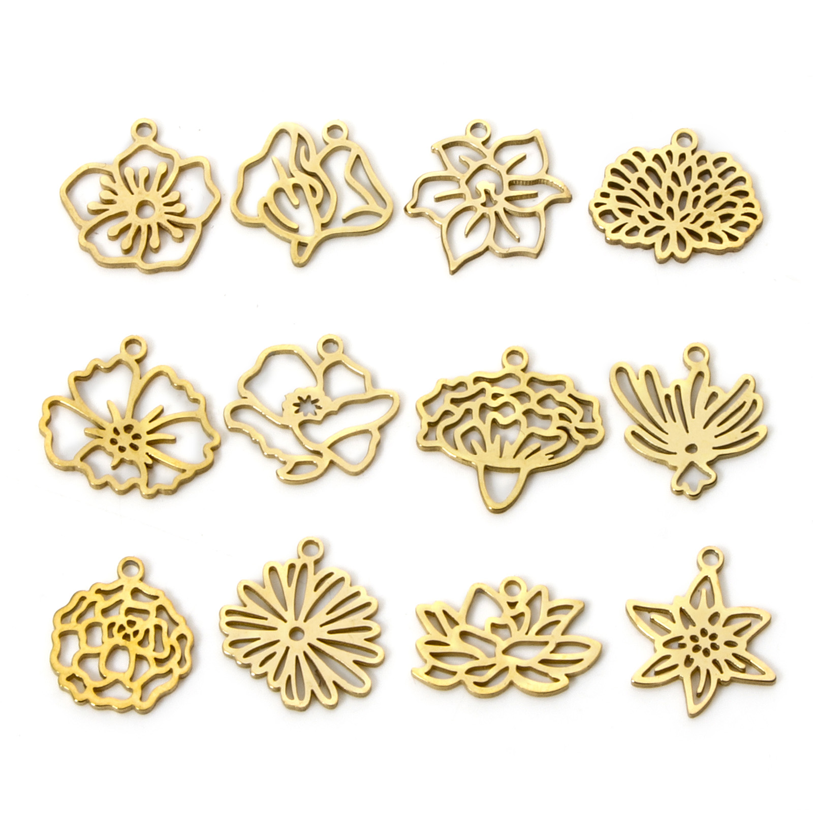Birth Flower Necklace - 2pcs 304 Stainless Steel Birth Month