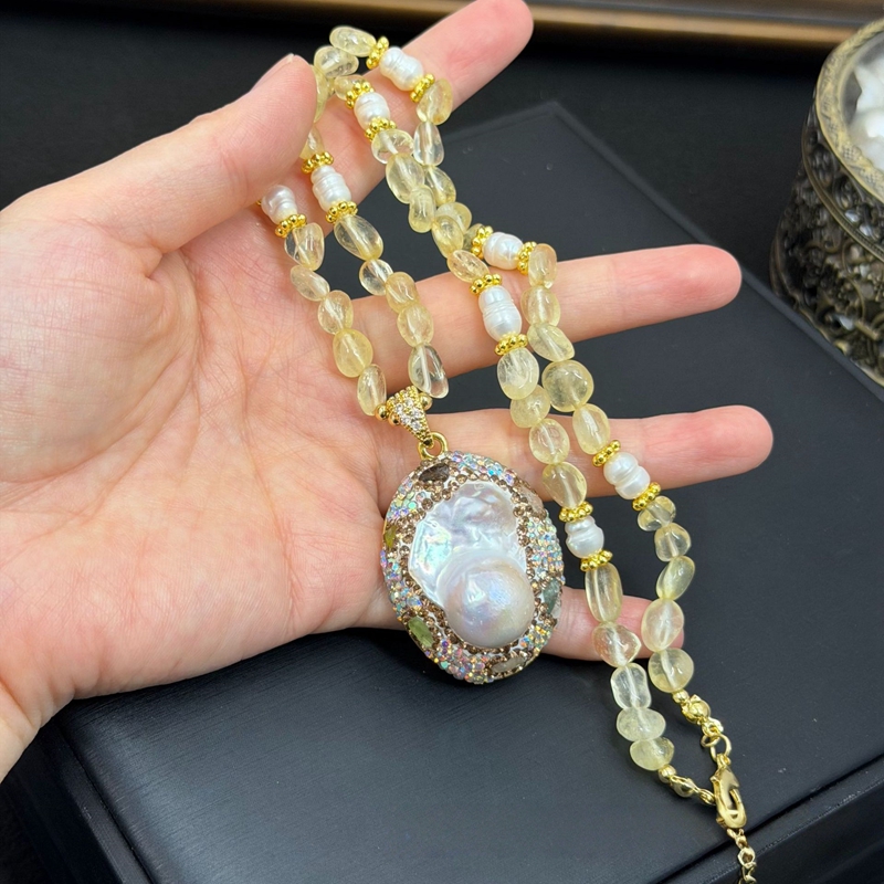 Birth Flower Necklace - French Freshwater Pearl Crystal Stone Neckalce