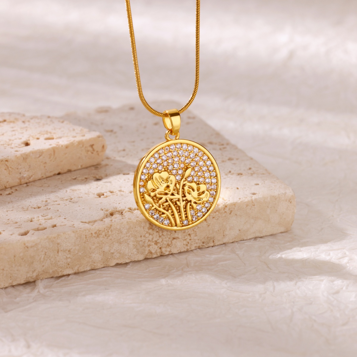 Zircon Flower Necklaces For Wo - Birth Flower Necklace review and price