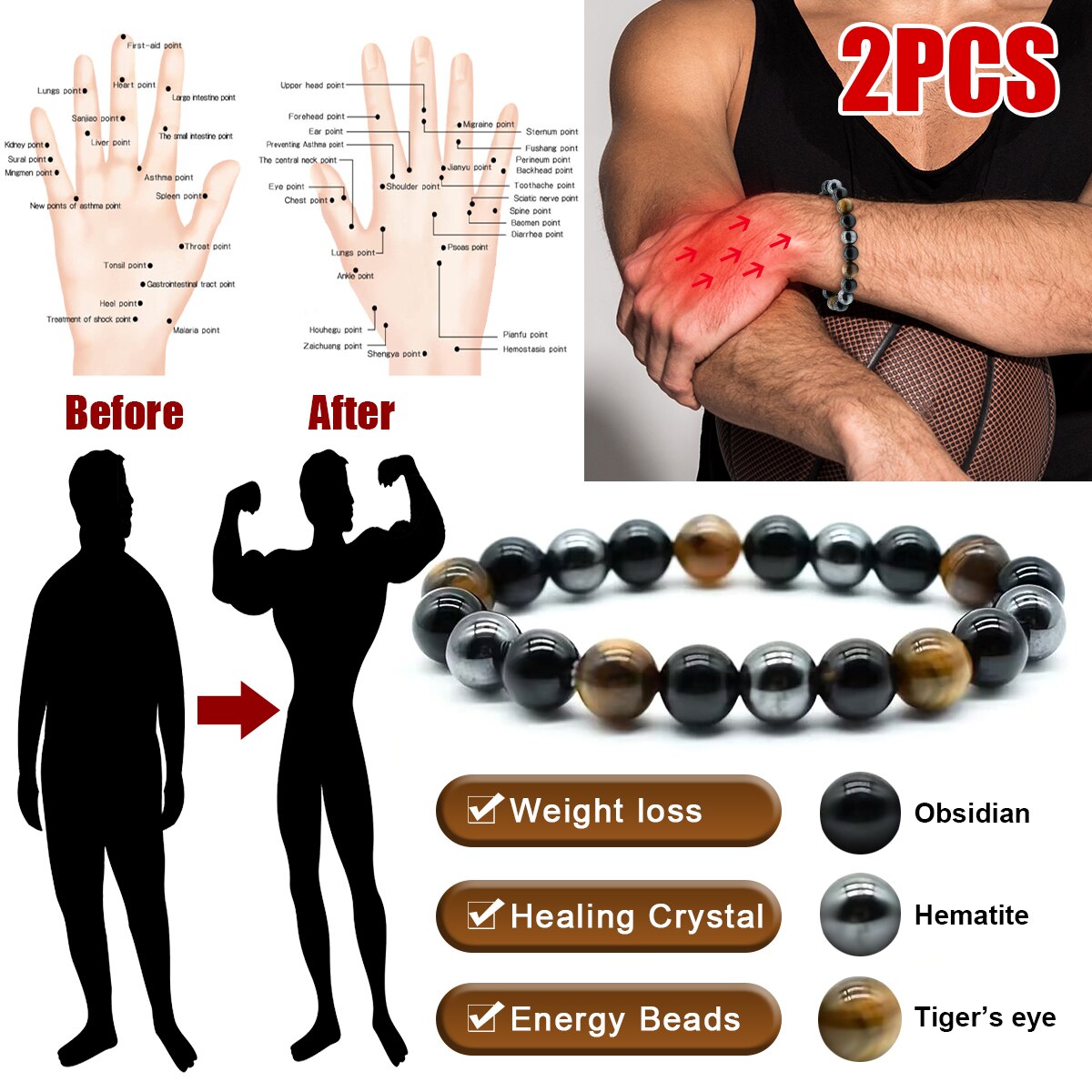 2PCS/Set Triple Protection Bra - Coordinates Bracelet review and price