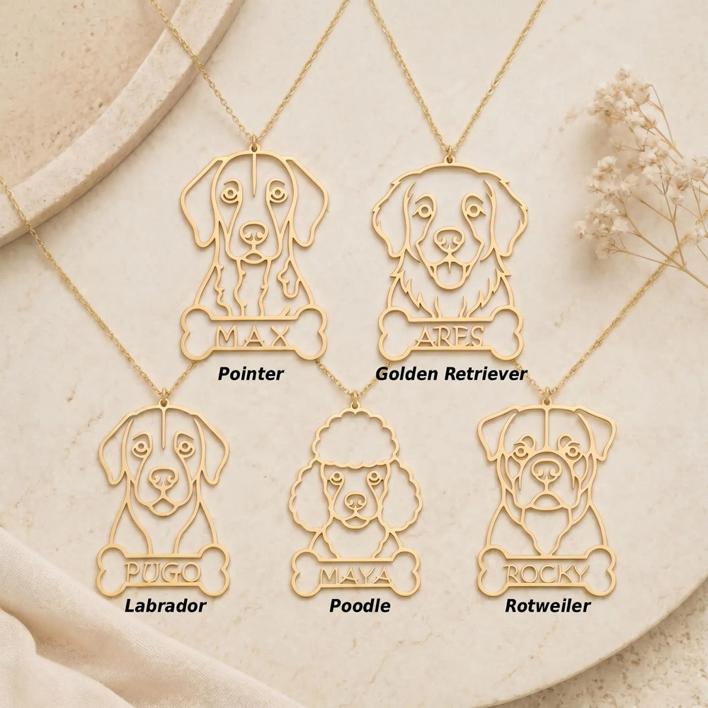 Personalized Custom Dog Breed  - Birth Flower Necklace review and price