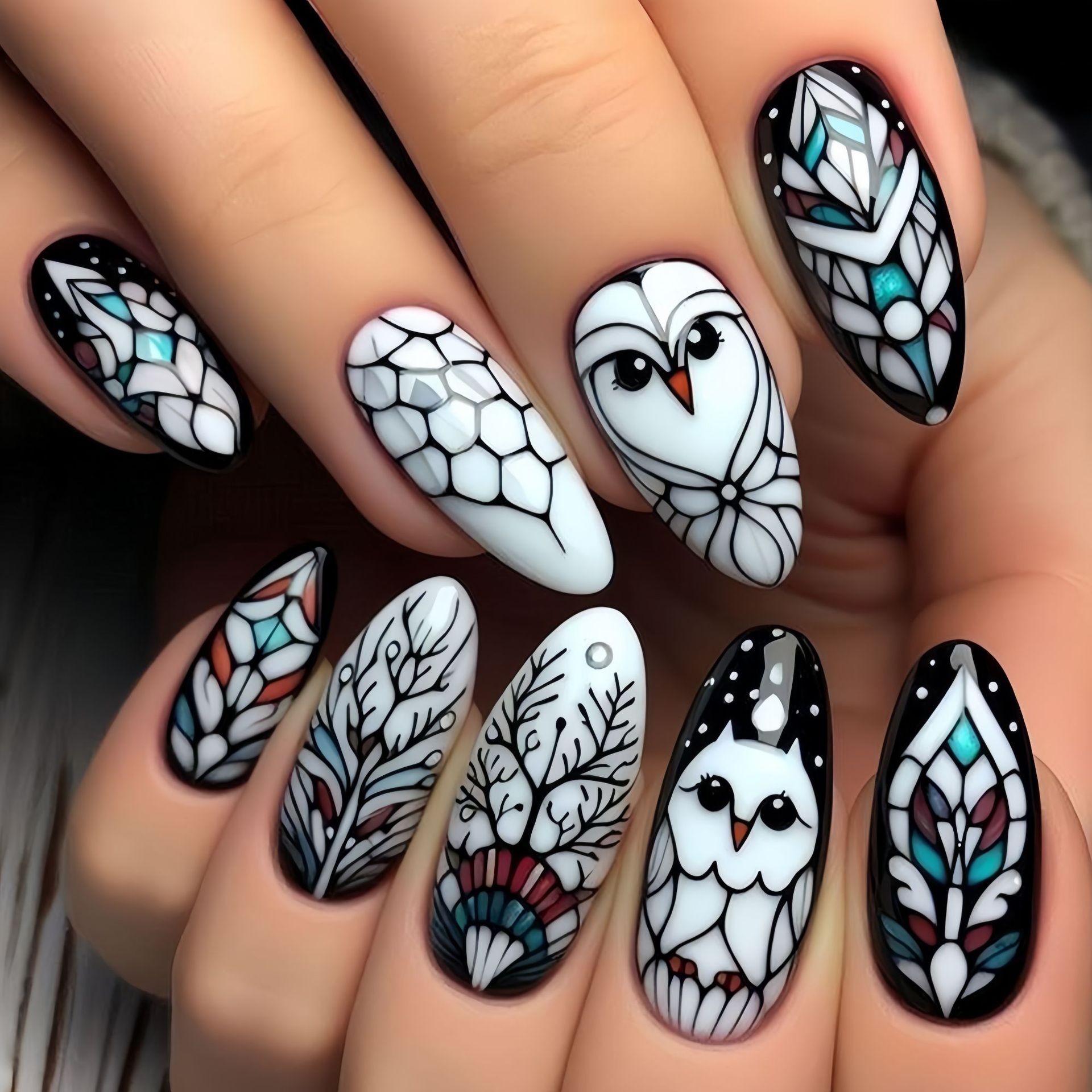 Medium long fake nails for wom - Pressed Flower Art review and price