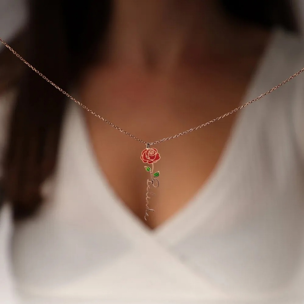 Personalized Name Necklace Wit - Birth Flower Necklace review and price