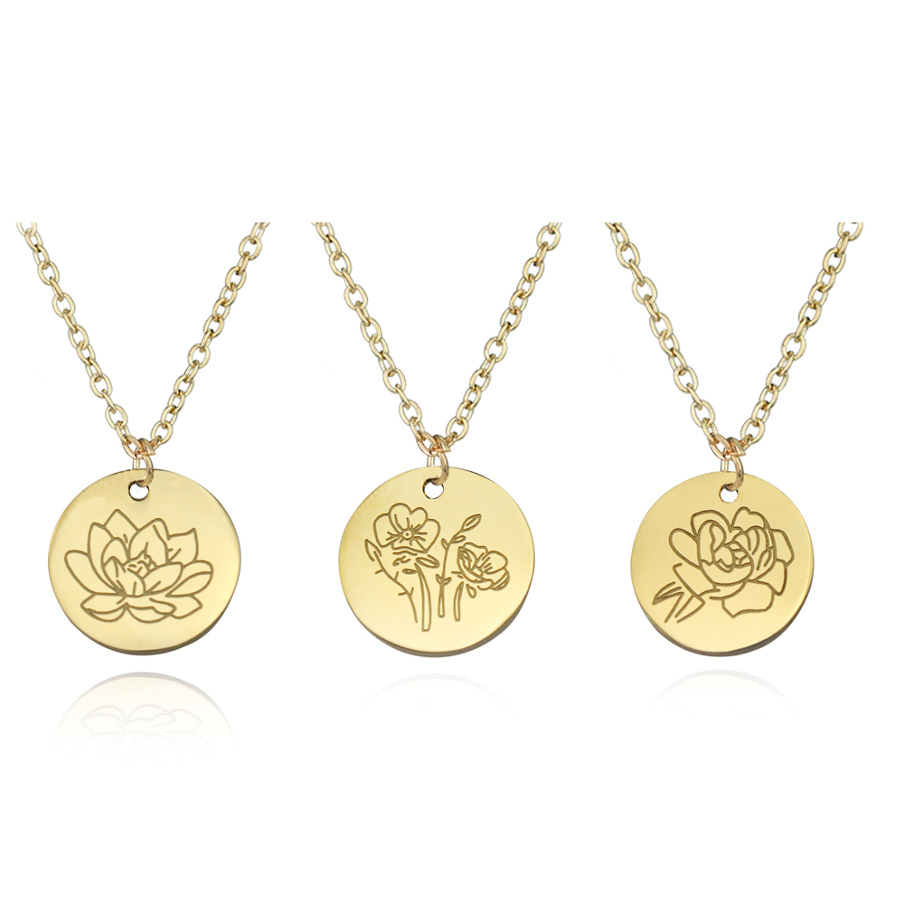 New Arrival Stainless Steel Bi - Birth Flower Necklace review and price